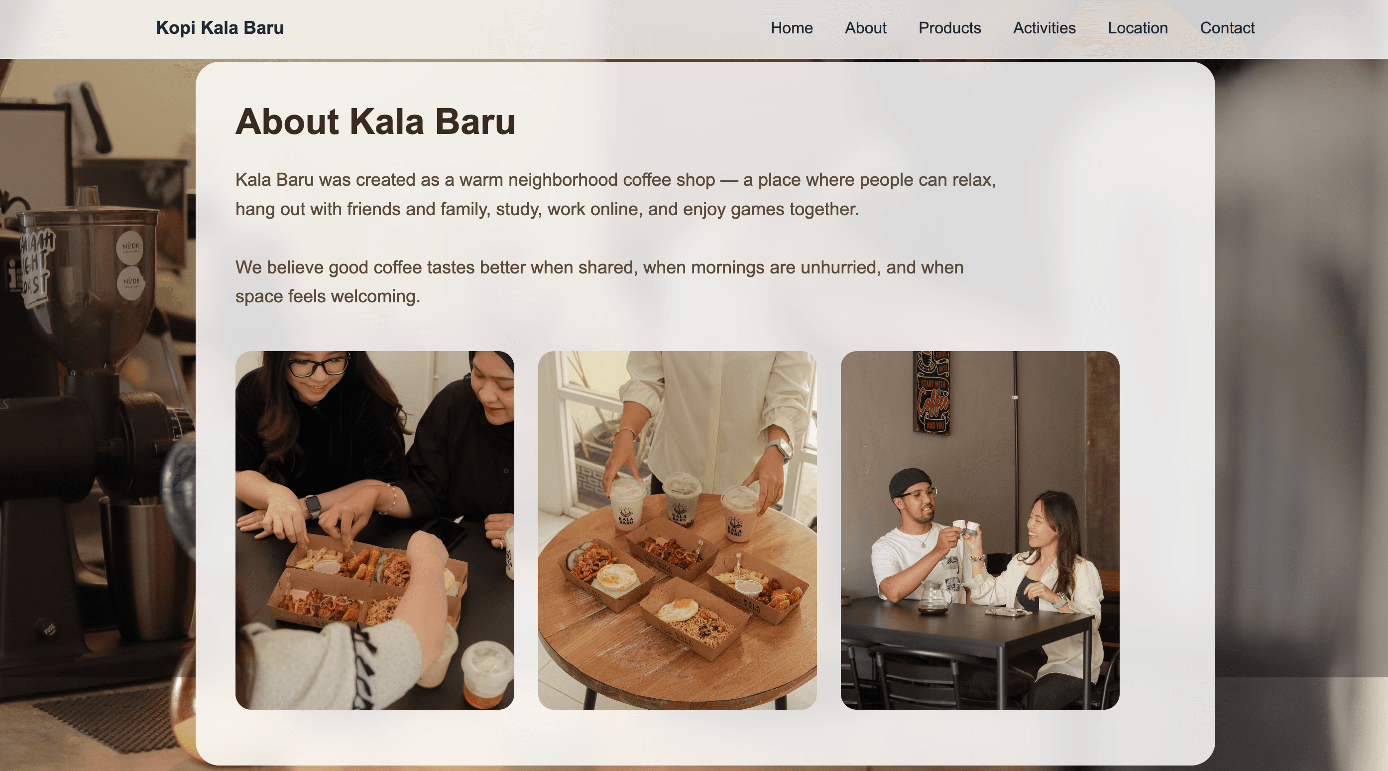 Kala Baru About Us section