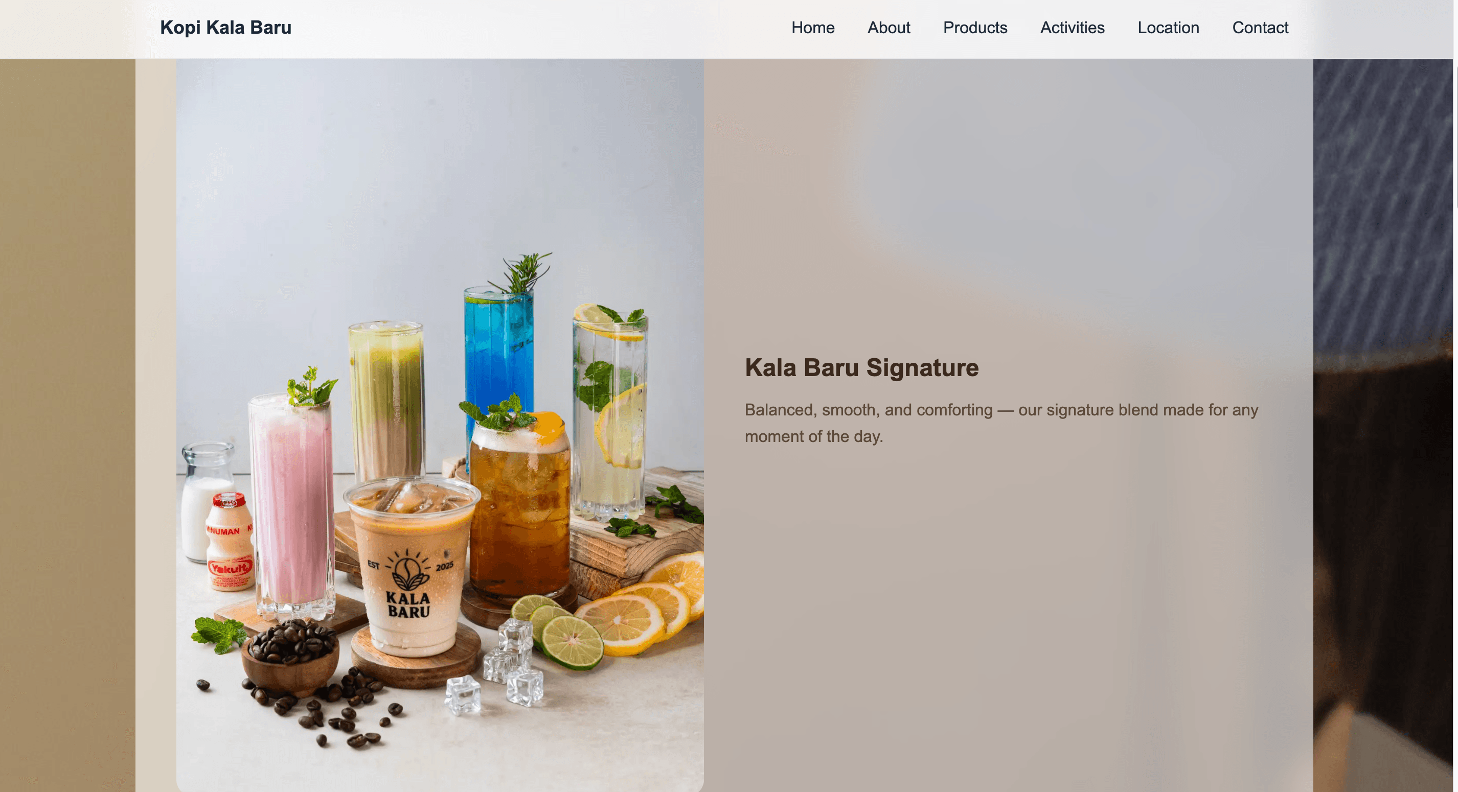 Kala Baru food and drinks